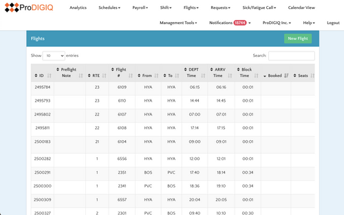 MILOS Flight Scheduling System