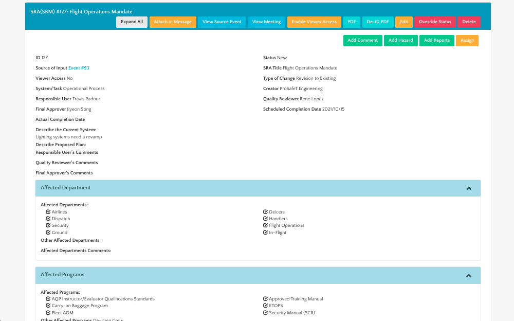 ProSafeT Safety Risk Management Module