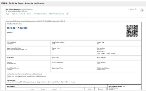 FAA Wildlife Strike Database Integration